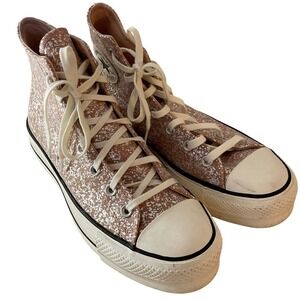 Converse Chuck Taylor All Star Platform Glitter High Top Rose Gold Womens 9.5